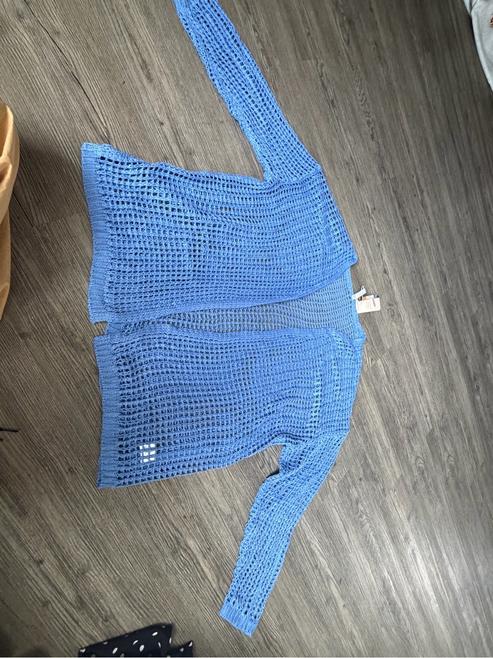 Lightweight Sky Blue Open-Knit Cardigan Sweater